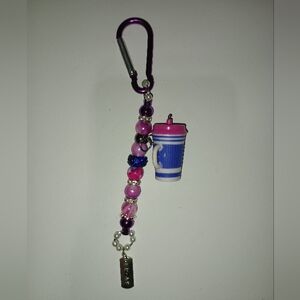 Vibrant Beaded Keychain with Mug Charm